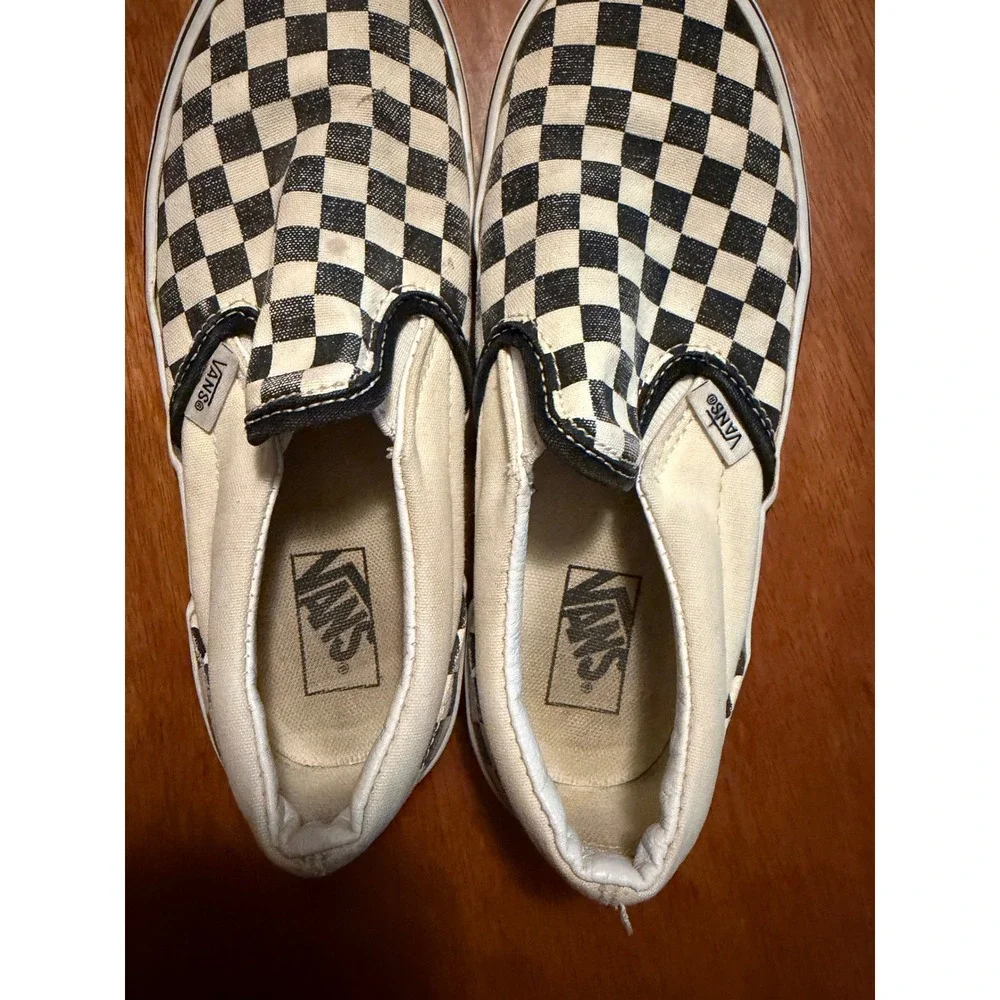 Vans Kids Classic Slip-On Checkerboard Black White Sneakers Size 2.5 721356